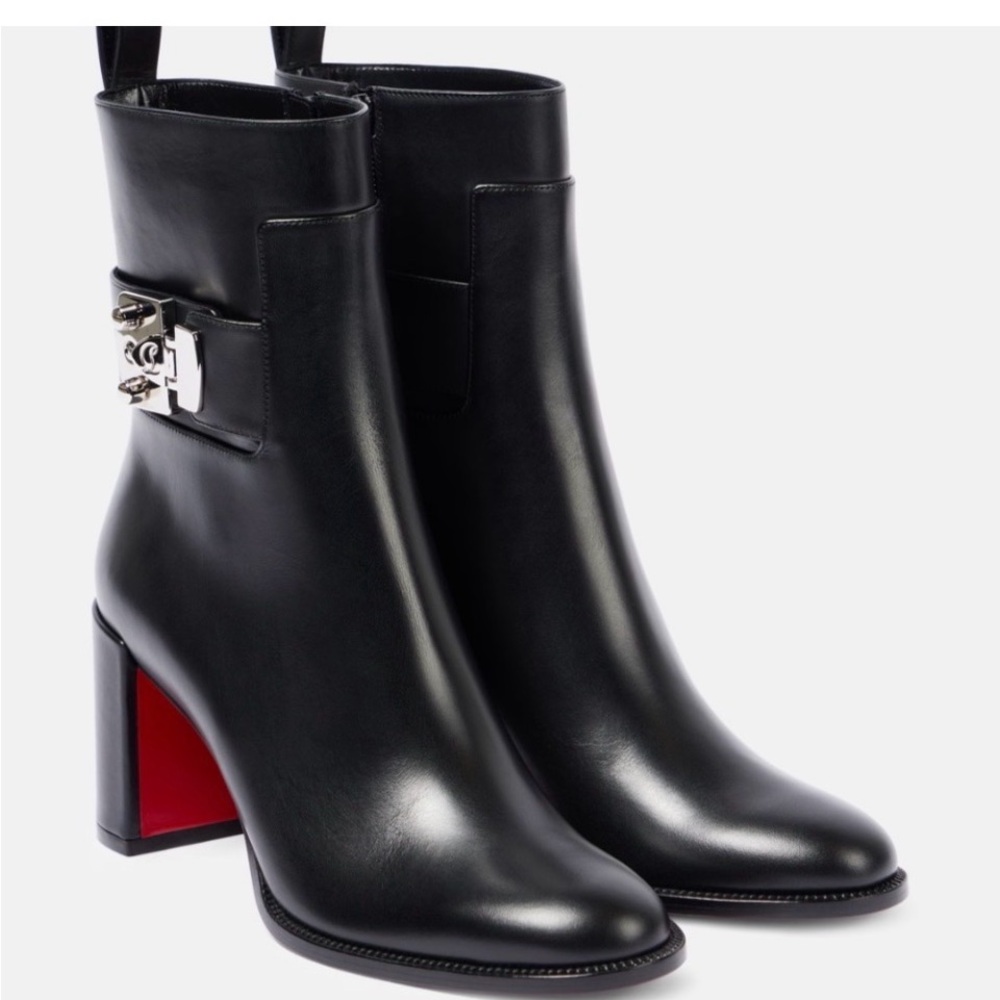Christian Louboutin booty lock 70mm black leather boot bootie sz 39